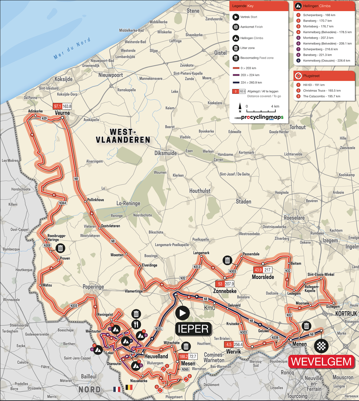 Détails du parcours Gand-Wevelgem 2023